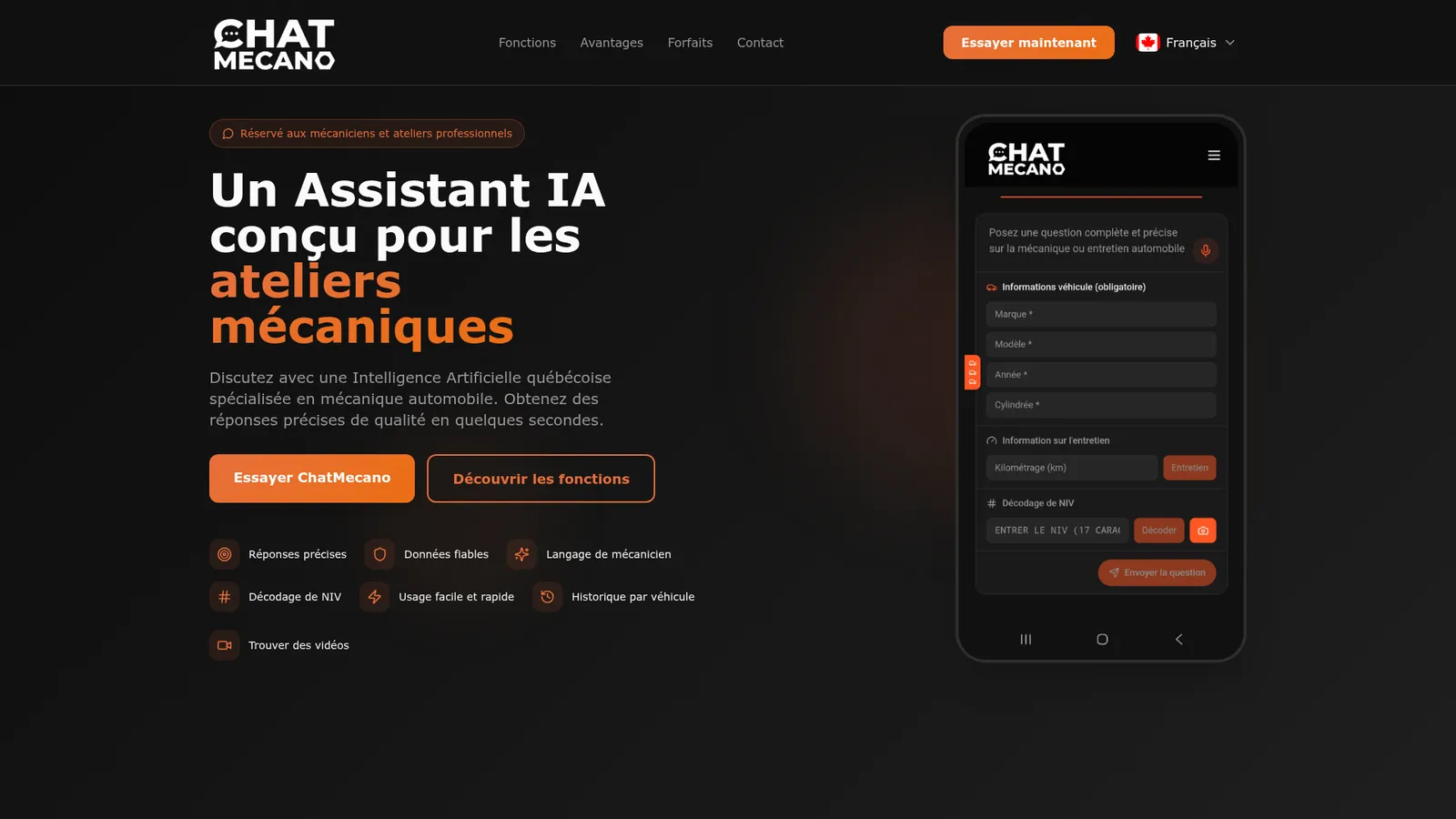 ChatMecano app — conversational AI assistant for auto mechanics ChatMecano app — conversational AI assistant for auto mechanics
