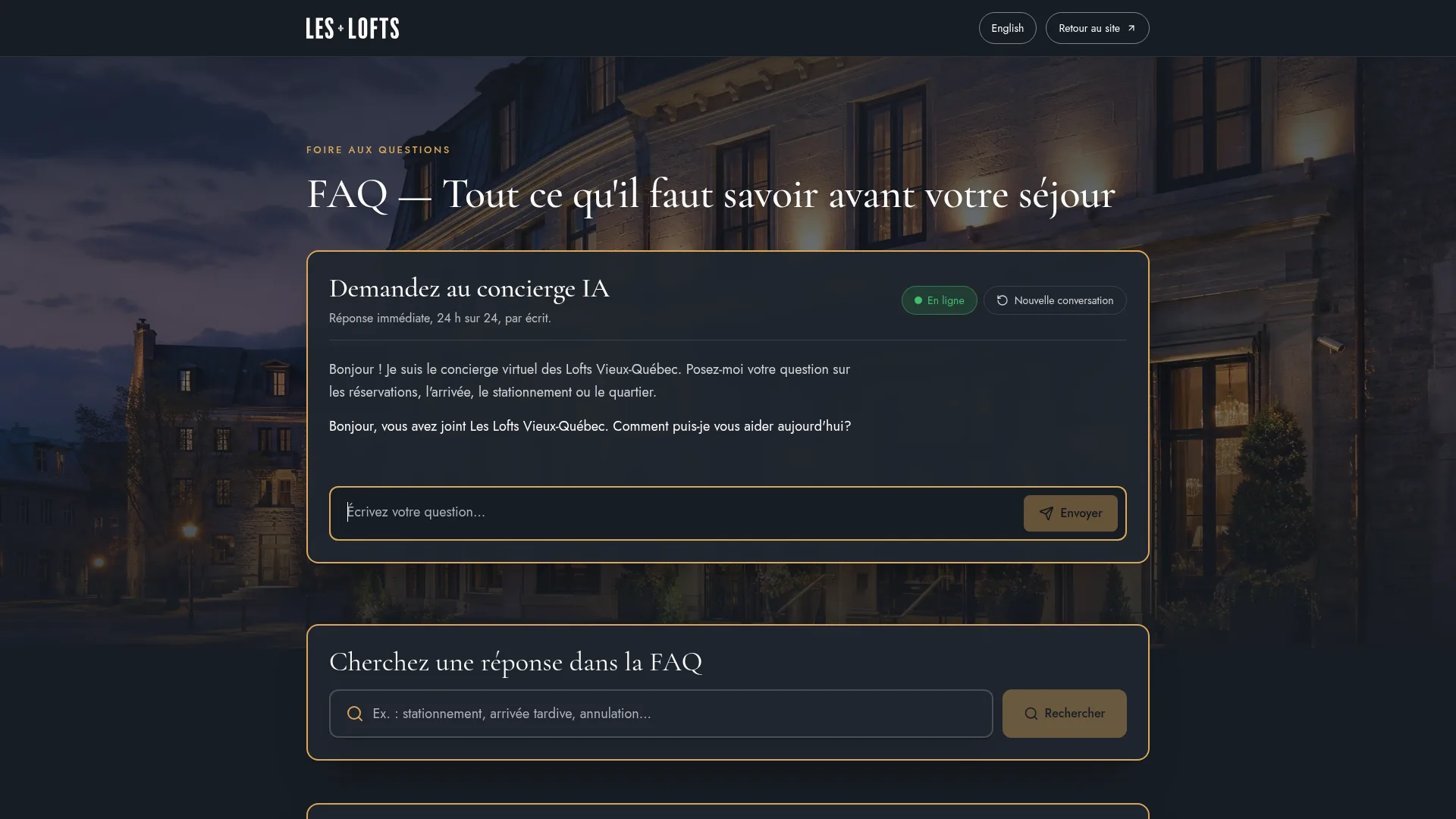 Old Town Lofts website — boutique loft rentals in Old Québec Old Town Lofts website — boutique loft rentals in Old Québec