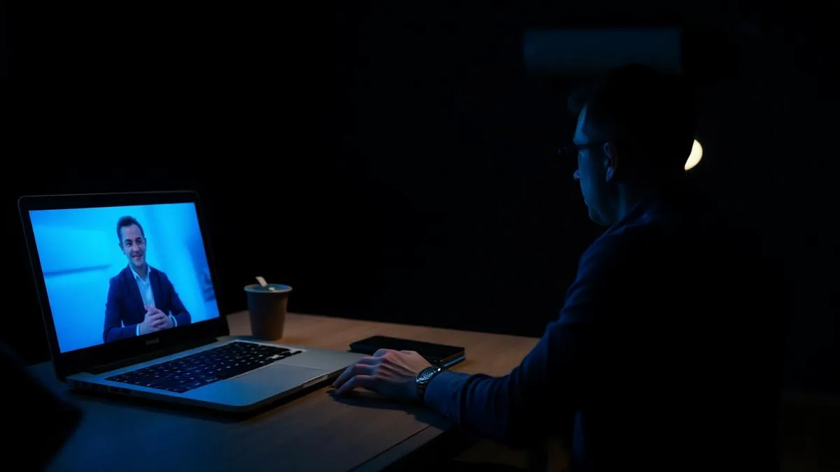 One-on-one vibe coding training over video Entrepreneur in a one-on-one video training session with a vibe coding coach
